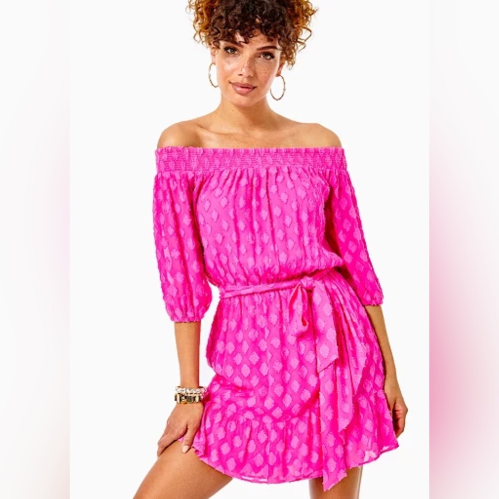 Lilly Pulitzer 	Rochelle Off-The-Shoulder Romper Size Medium.Never Worn